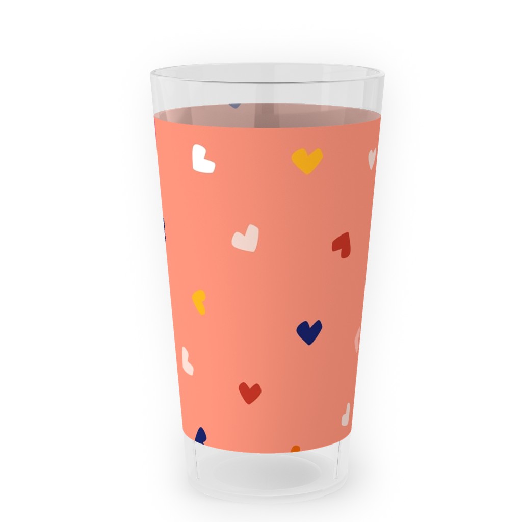 Heart Sprinkles - Pink Outdoor Pint Glass, Pink