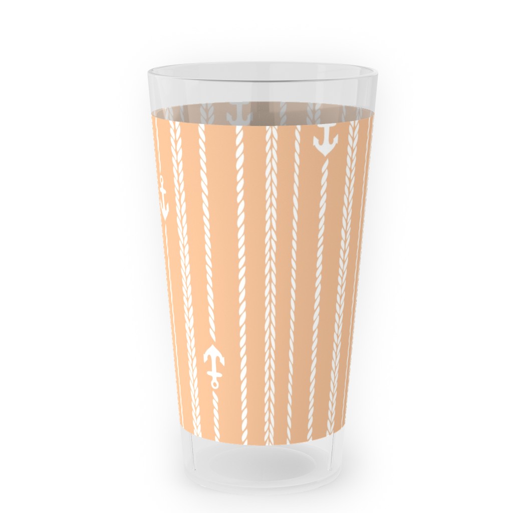 Ropes and Anchors - Orange and White Outdoor Pint Glass, Orange
