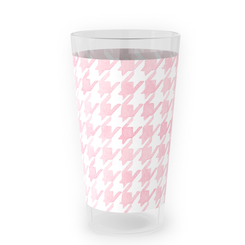 Happy Houndstooth Outdoor Pint Glass, Pink