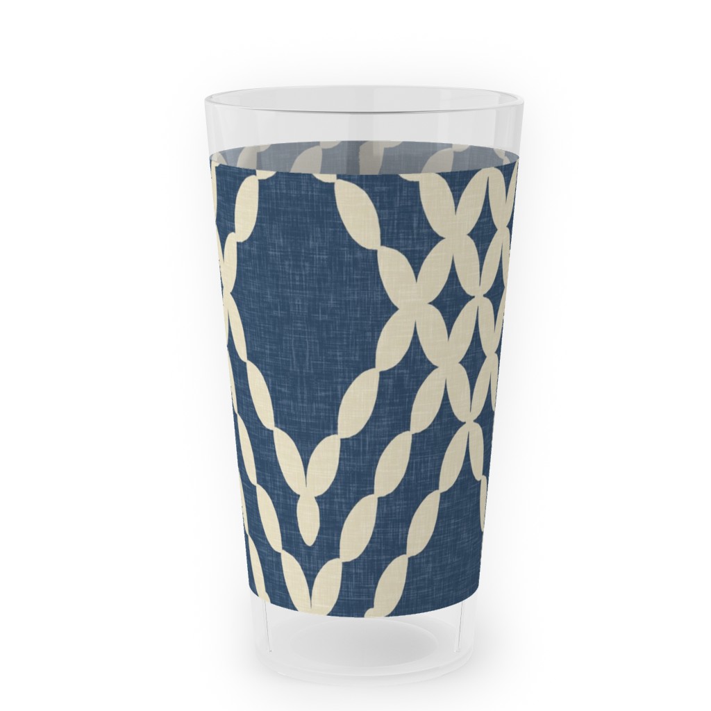 Kensington Lattice - Indigo Outdoor Pint Glass, Blue