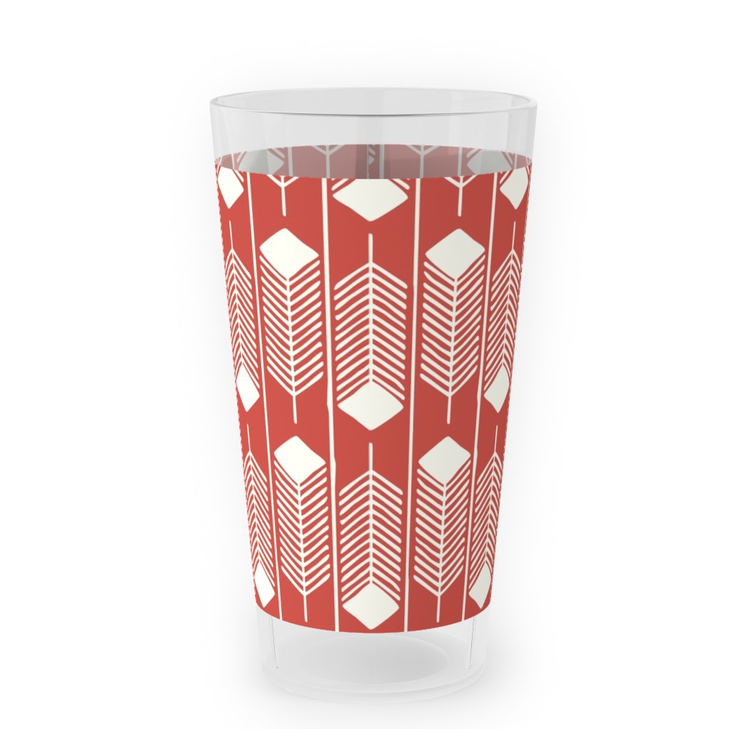 Feathers Charging - Red Outdoor Pint Glass, Red