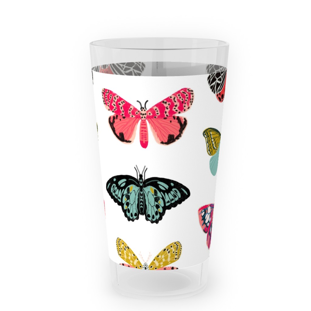 Moths and Butterflies Spring Garden - Light Outdoor Pint Glass, Multicolor