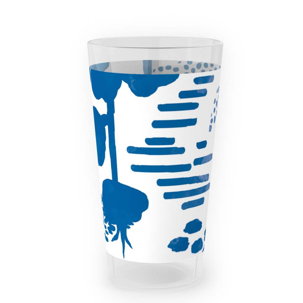 Blue and White Garden Outdoor Pint Glass, Blue