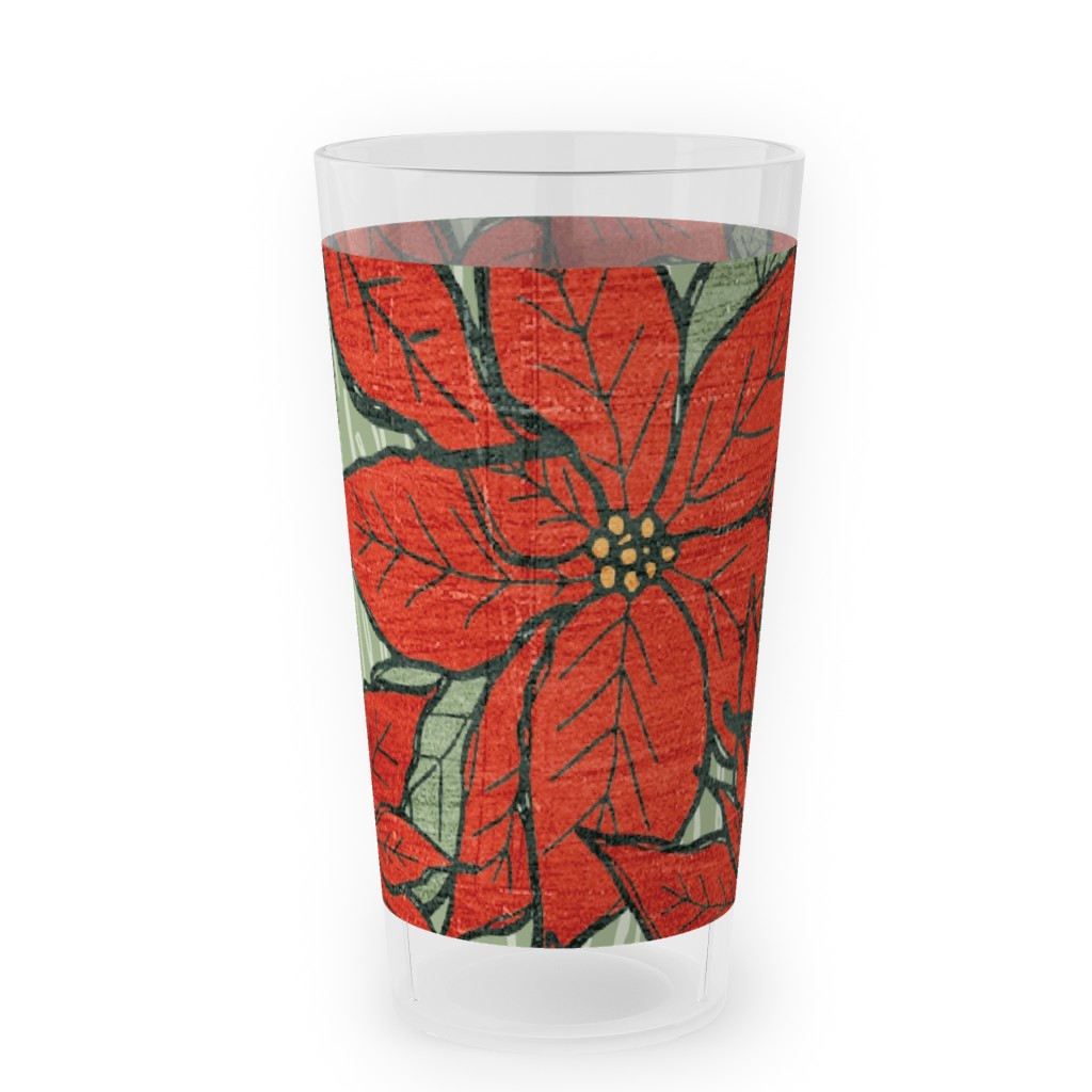 Wild Poinsettias Outdoor Pint Glass, Red