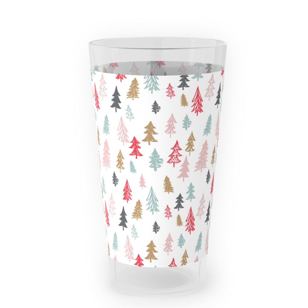 Forest Sketch - Red and Pink Outdoor Pint Glass, Red