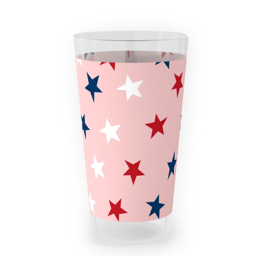 Patriotic Stars Outdoor Pint Glass, Pink