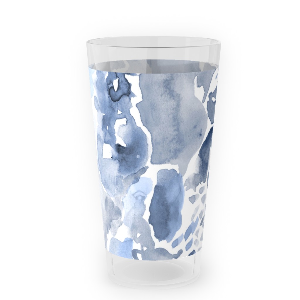 Happy Abstract Watercolor Outdoor Pint Glass, Blue