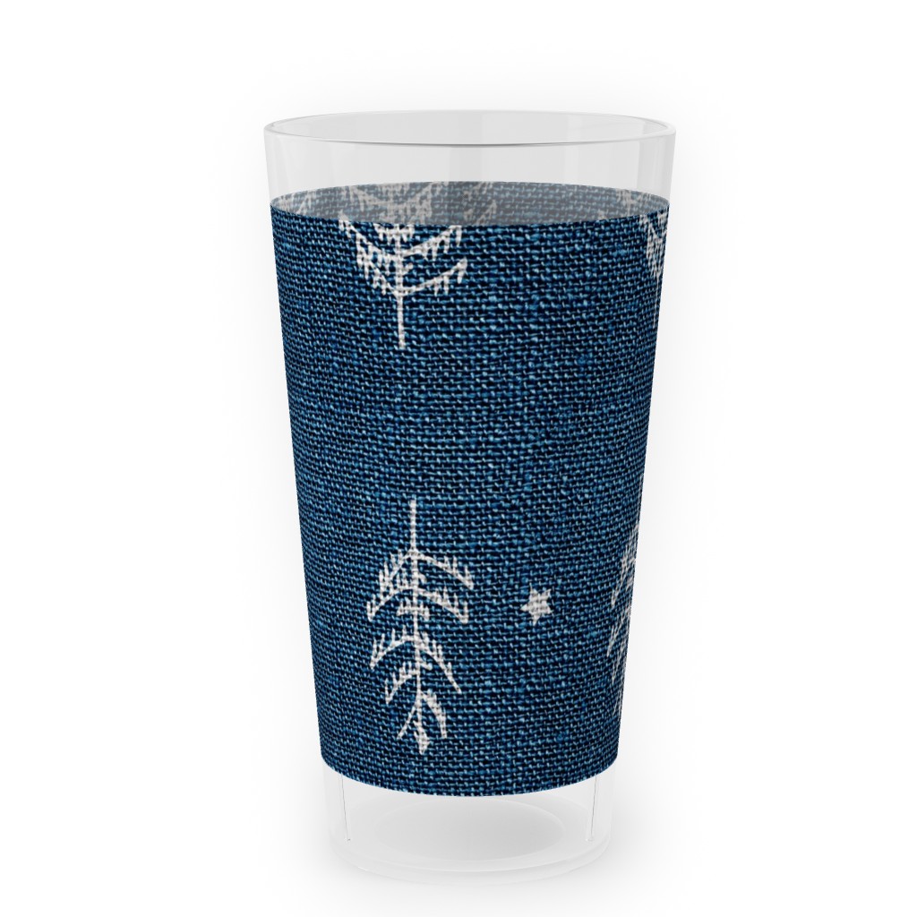 Arctic Night Forest - Navy Outdoor Pint Glass, Blue