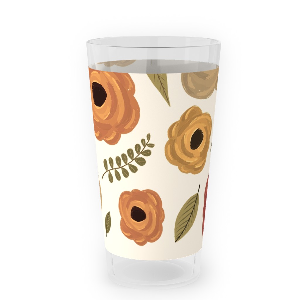 Fall Flowers - Light Outdoor Pint Glass, Multicolor
