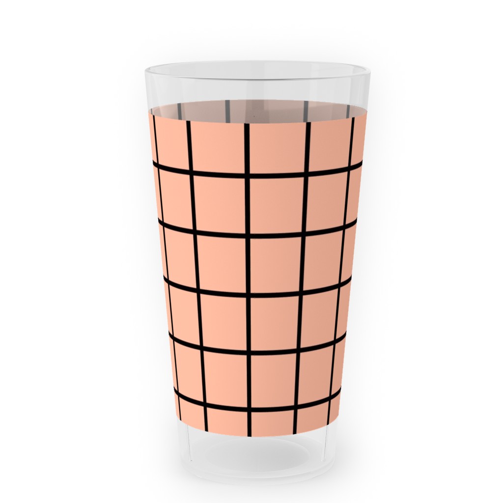 Square Grid Outdoor Pint Glass, Pink
