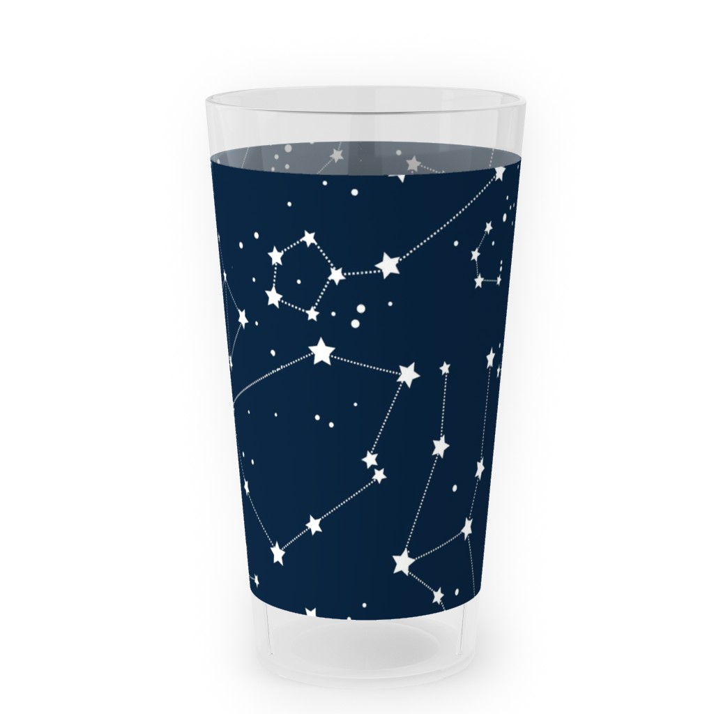 Constellations - White Stars on Navy Outdoor Pint Glass, Blue