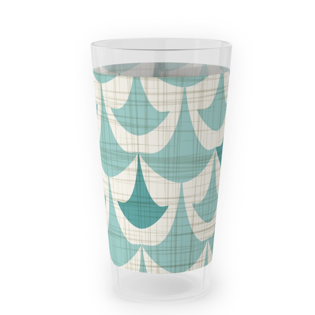 Rhapsody - Beige and Teal Outdoor Pint Glass, Green