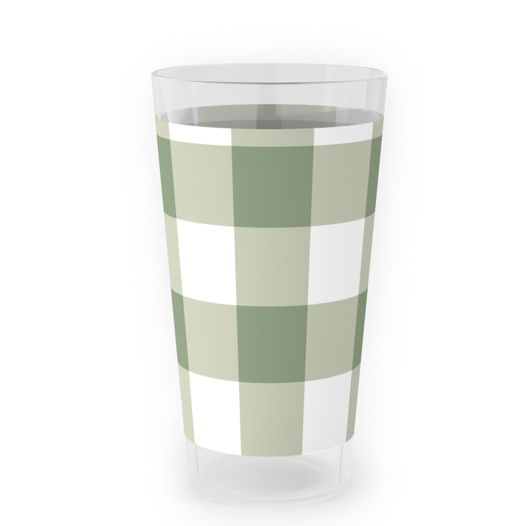 Plaid - Green Outdoor Pint Glass, Green
