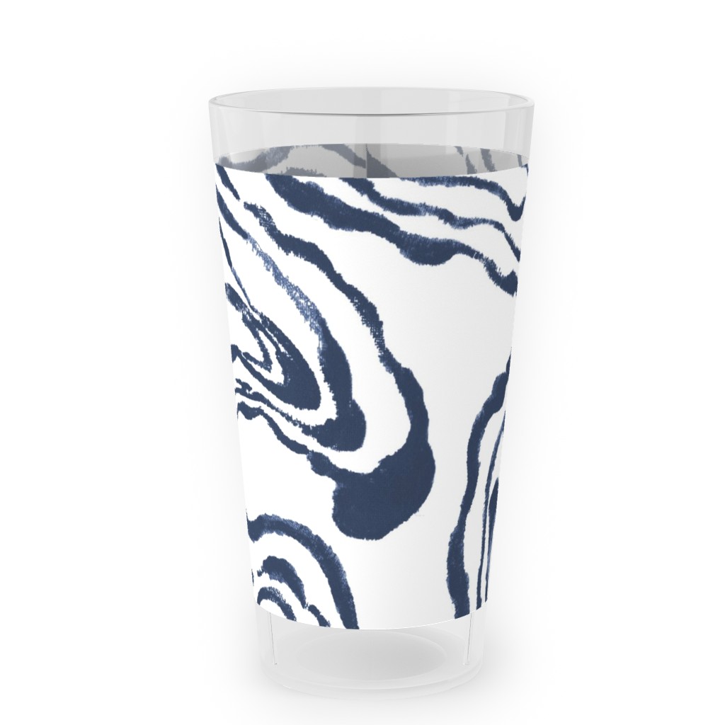 Oysters Paisley - Navy Outdoor Pint Glass, Blue