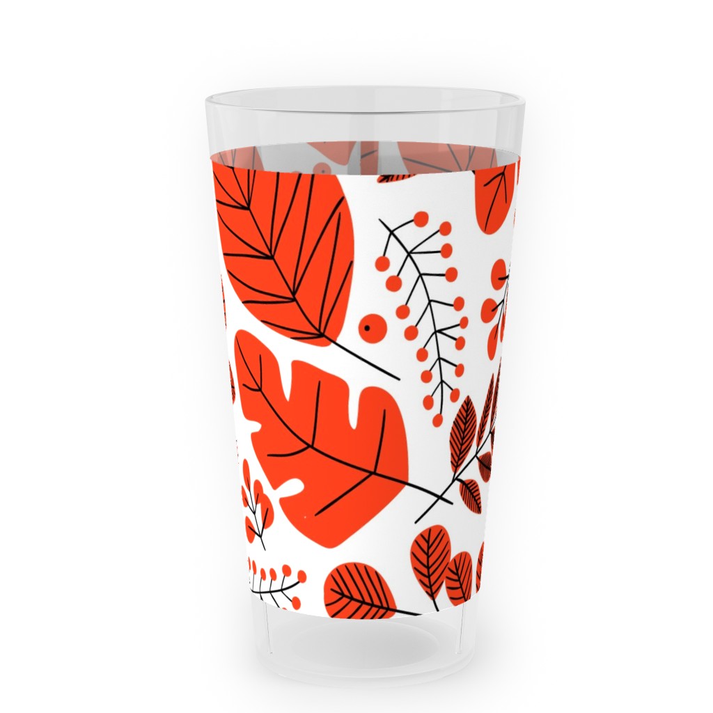 Red Leaves Outdoor Pint Glass, Red
