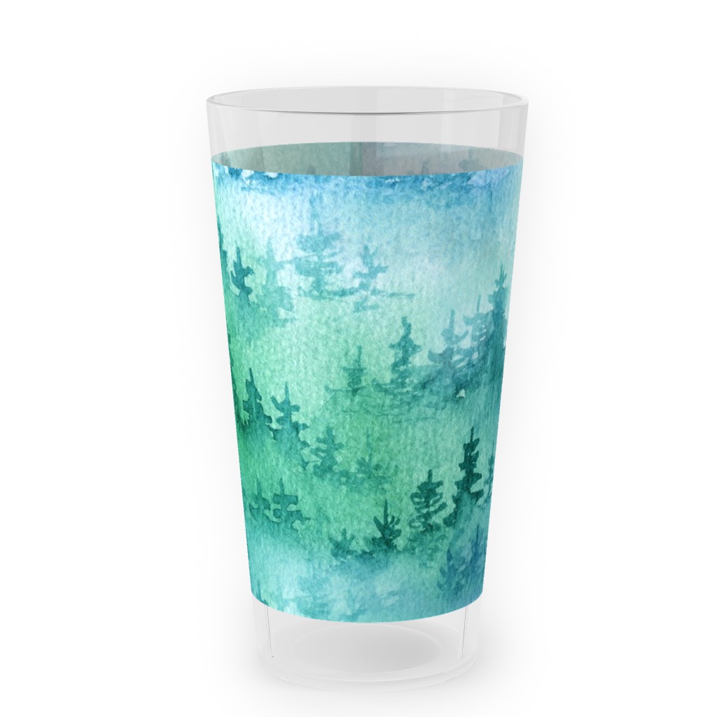 Watercolor Forest Green and Blue Outdoor Pint Glass Shutterfly