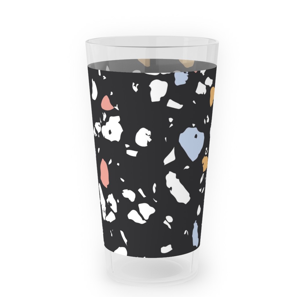 Terrazzo Print - Dark Outdoor Pint Glass, Black