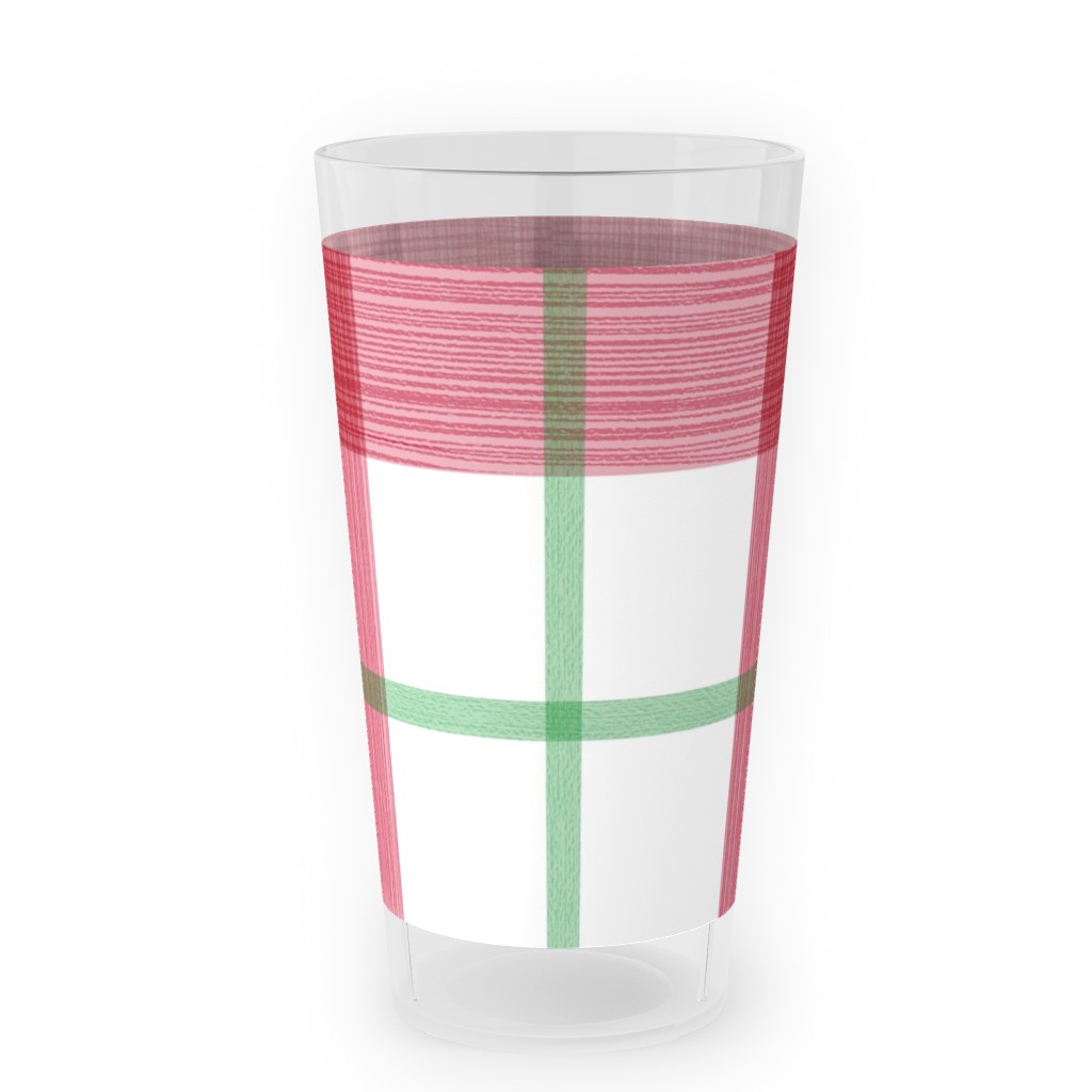 Double Plaid Outdoor Pint Glass, Red