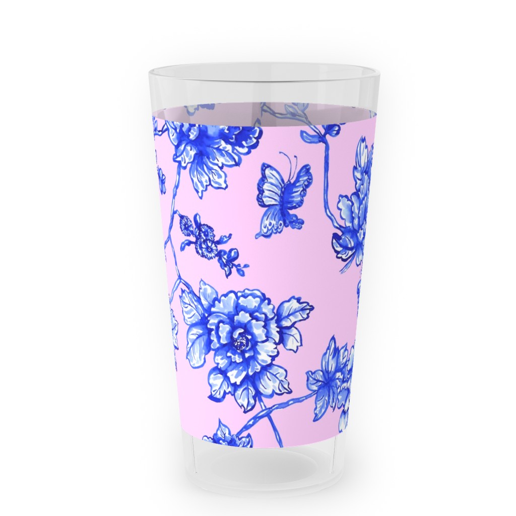 Chinoiserie Floral - Blush Outdoor Pint Glass, Pink
