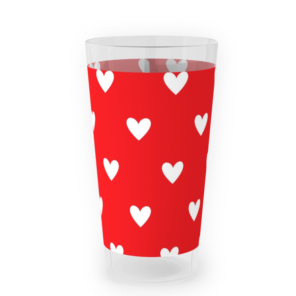 Love Hearts - Red Outdoor Pint Glass, Red