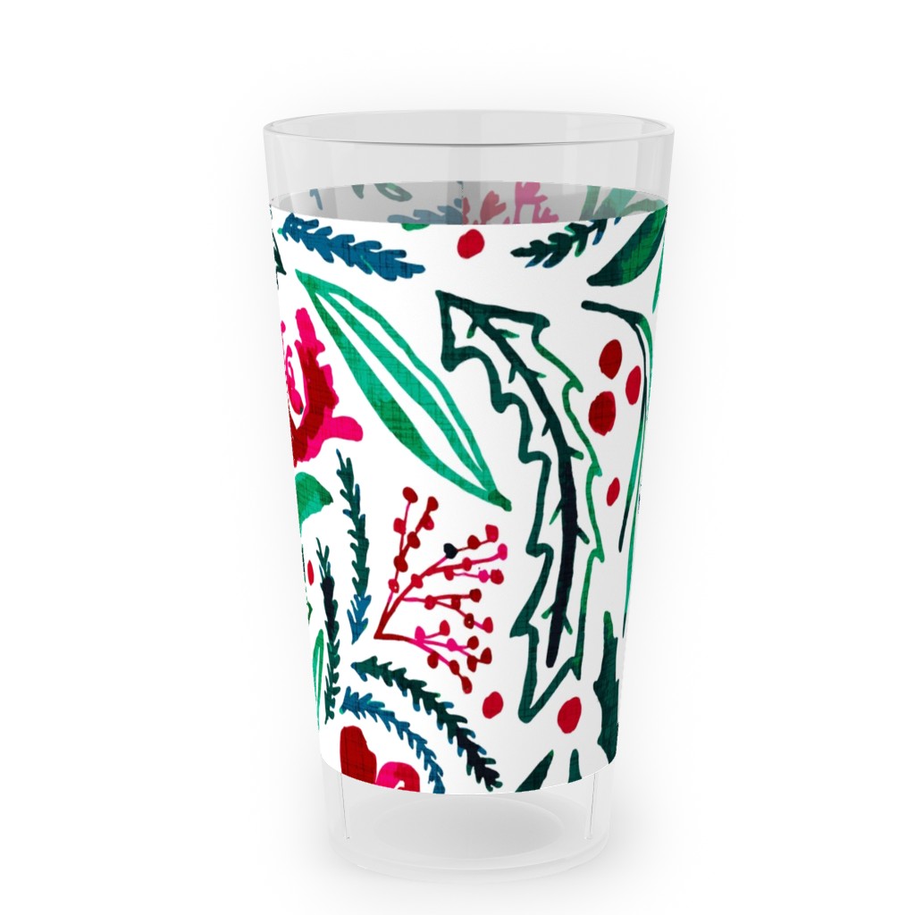 Noel Collection - Loose Floral Outdoor Pint Glass, Multicolor