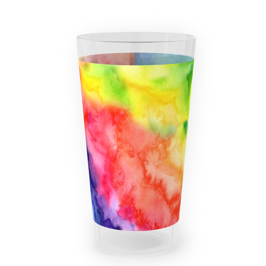 Rainbow Watercolor Wash Outdoor Pint Glass, Multicolor