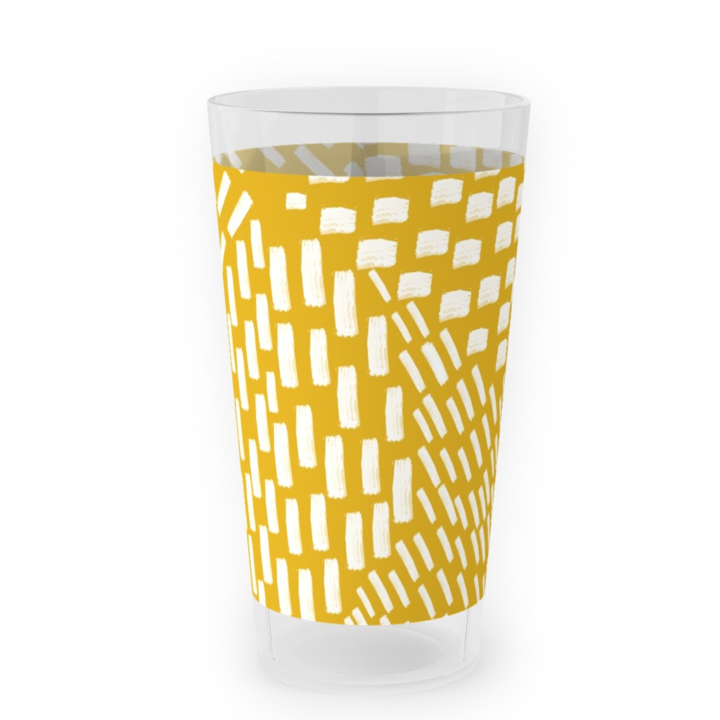 Abstract Brushstrokes Outdoor Pint Glass, Yellow