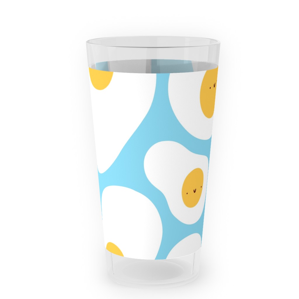 Cute Fried Eggs - Blue Outdoor Pint Glass, Blue