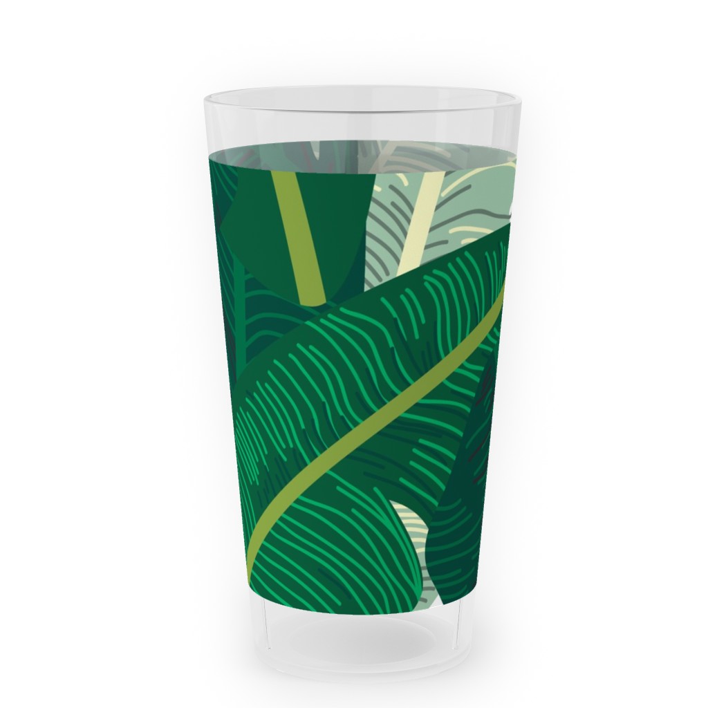 Classic Banana Leaves - Palm Springs Green Outdoor Pint Glass, Green