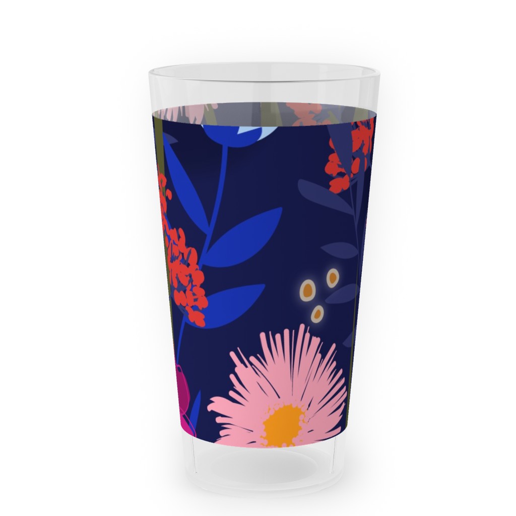 Summer Nights Floral - Dark Outdoor Pint Glass, Multicolor
