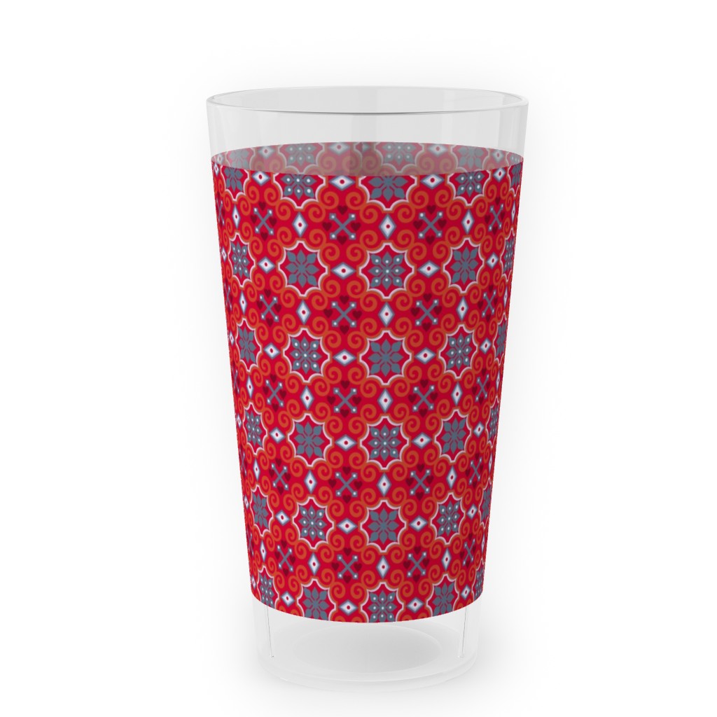 Oriental Ornament - Red Outdoor Pint Glass, Red