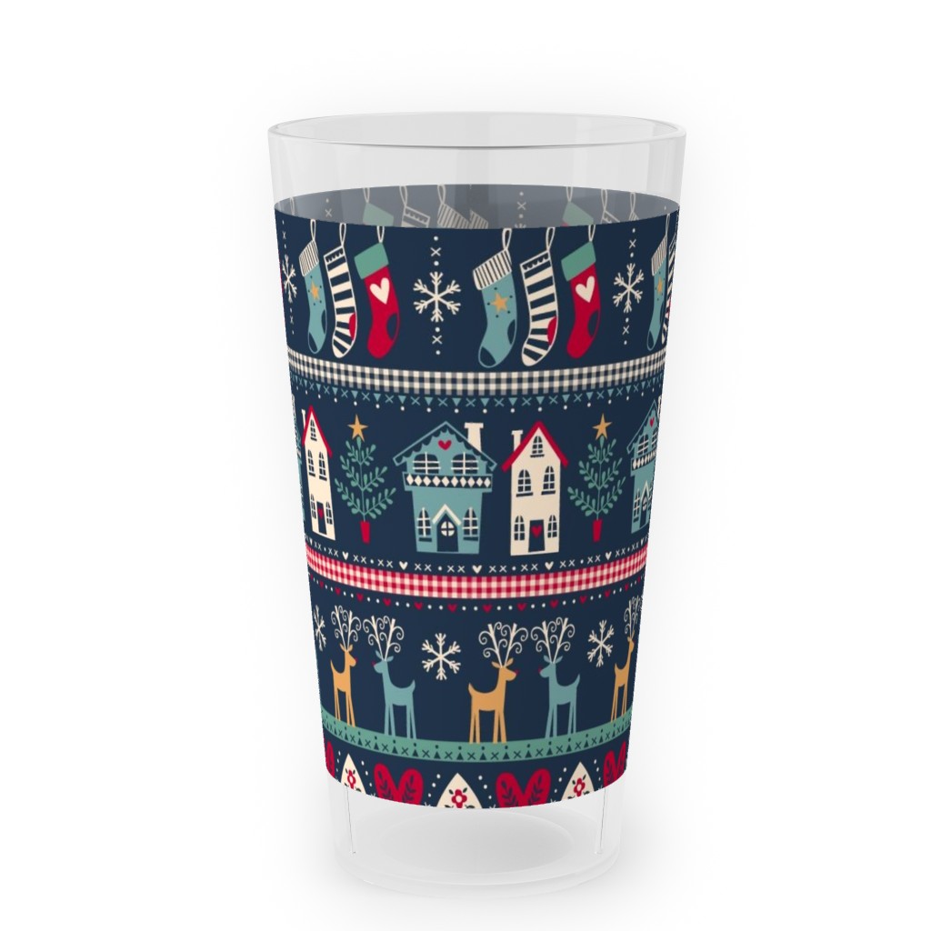 Nordic Vintage Christmas Outdoor Pint Glass, Multicolor