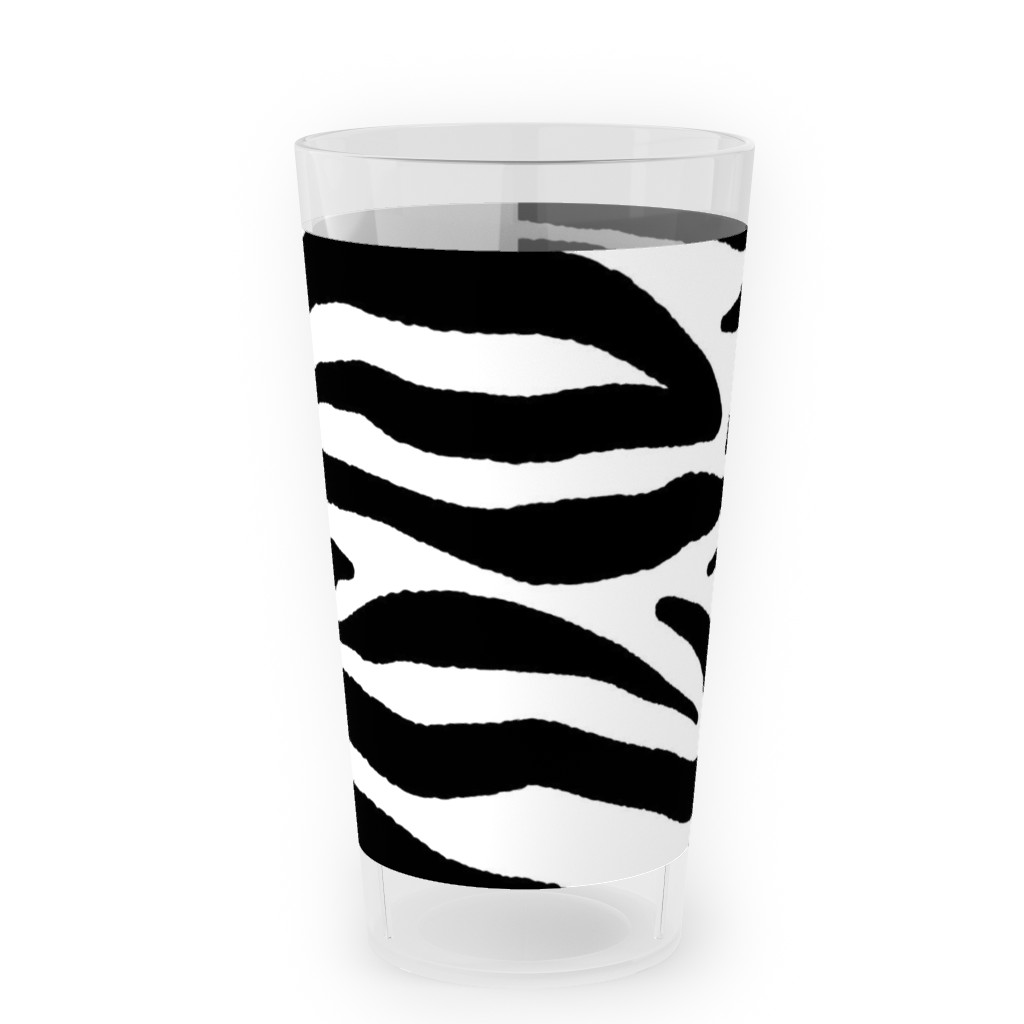 Zebra Print - Black and White Outdoor Pint Glass, Black