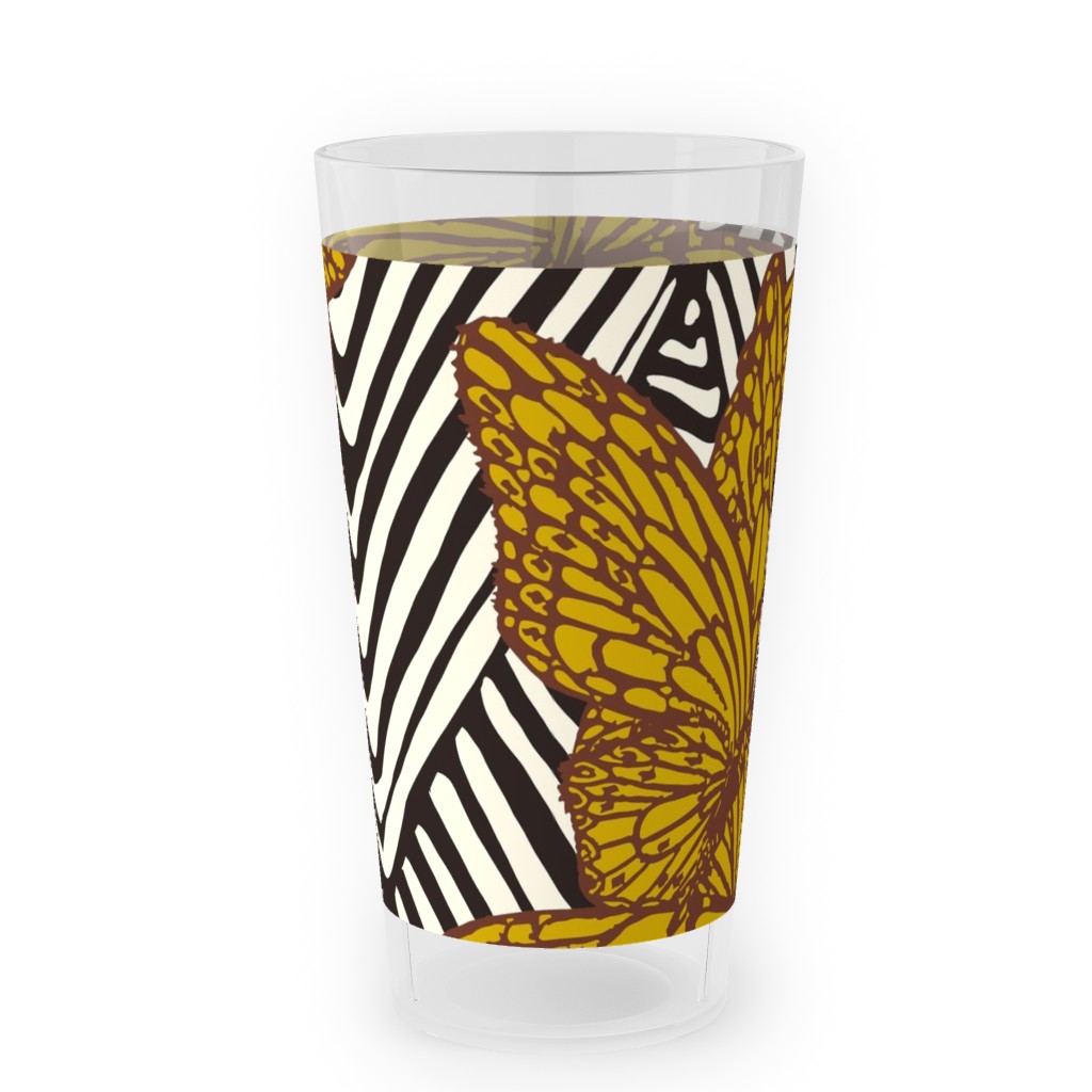 Enchanted Butterfly - Gold Outdoor Pint Glass, Yellow