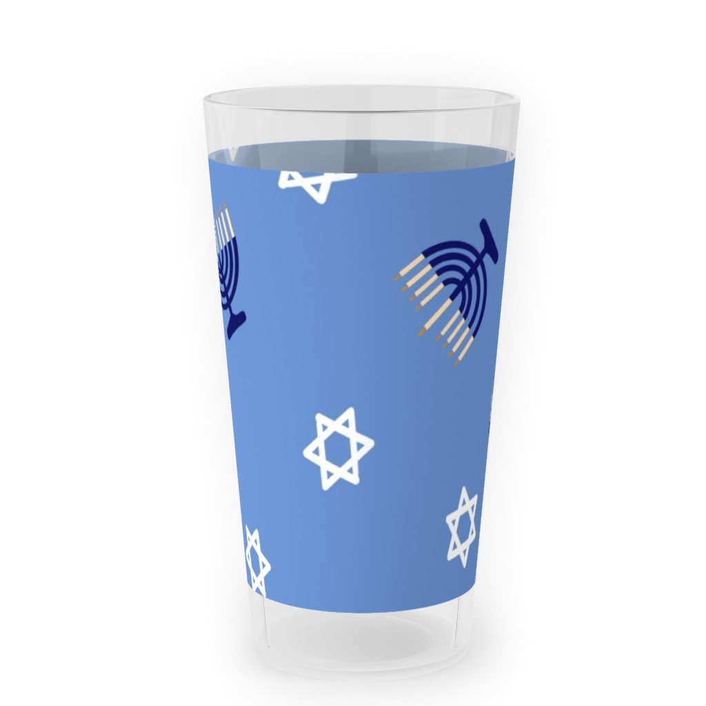 Hanukkah - Blue Outdoor Pint Glass, Blue