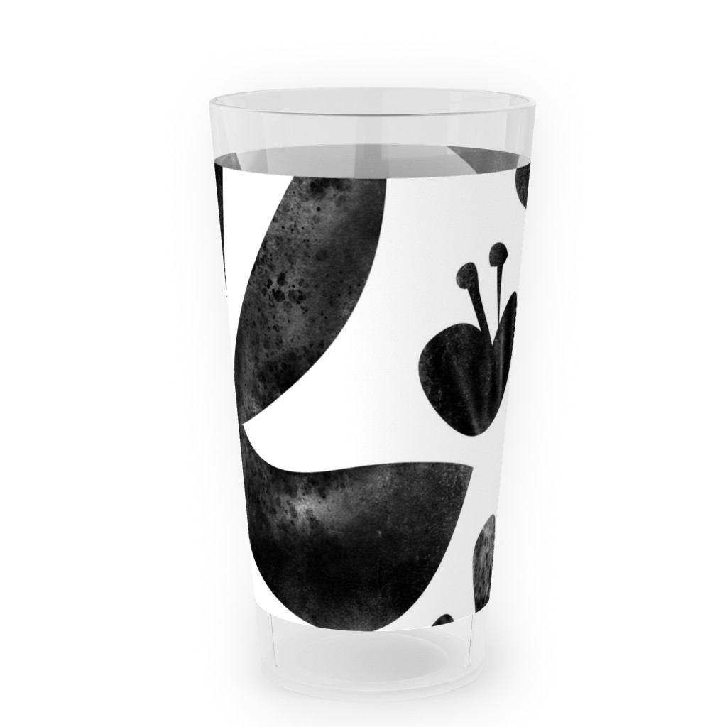 Flower Cutouts - Light Outdoor Pint Glass, Black