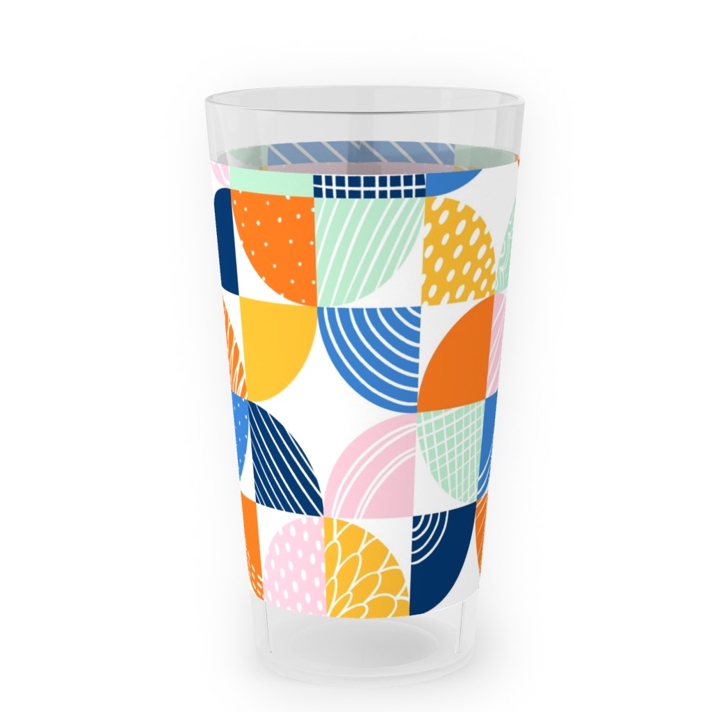 Modern Quilt Pattern - Multi Outdoor Pint Glass, Multicolor
