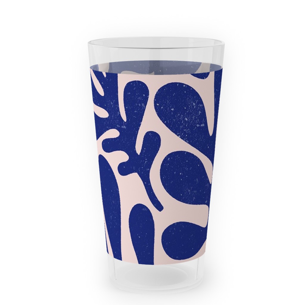 Organic Leaves - Blue Outdoor Pint Glass, Blue