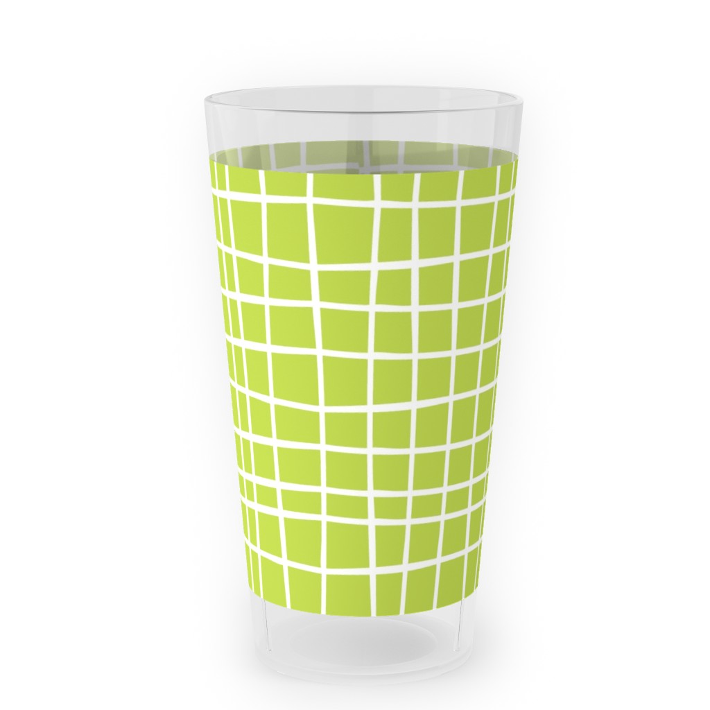 Wavy Grid Outdoor Pint Glass, Green