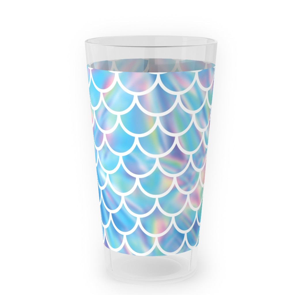 Mermaid Scales - Blue Outdoor Pint Glass, Blue