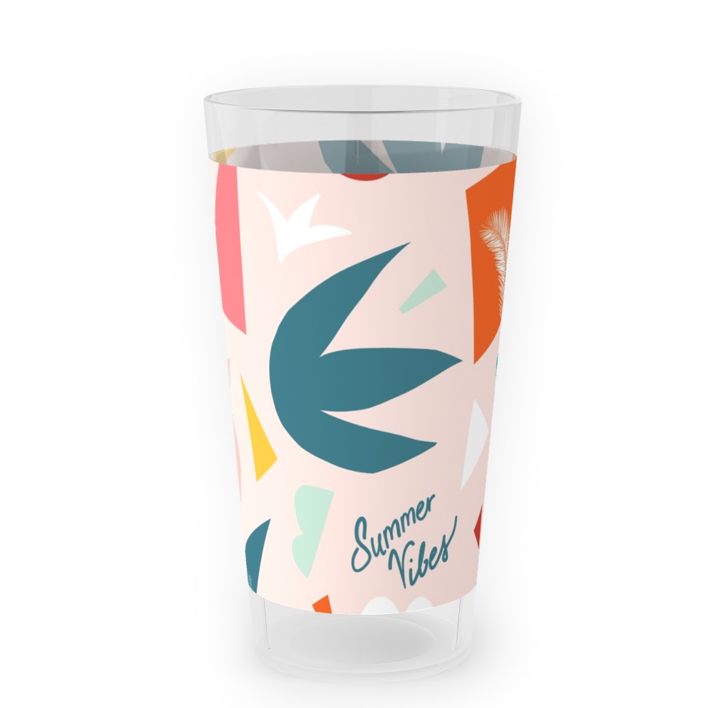 Summer Vibes Collage Outdoor Pint Glass, Pink