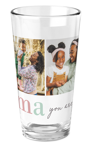 Soft Pastel Mama Pint Glass, Printed Pint, Set of 1, White