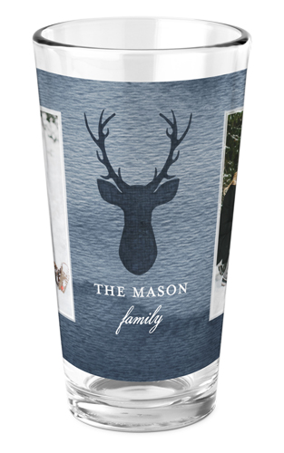 Ombre Deer Silhouette Pint Glass, Printed Pint, Set of 1, Blue