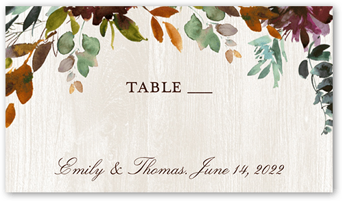 Harvest Time Florals Wedding Place Card, Red, Placecard, Matte, Signature Smooth Cardstock