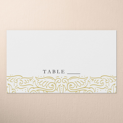 Filigree Border Wedding Place Card, Grey, Placecard, Matte, Signature Smooth Cardstock