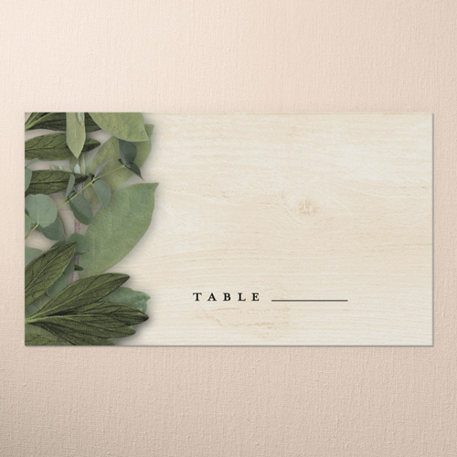 Lit Foliage Wedding Place Card, Beige, Placecard, Matte, Signature Smooth Cardstock