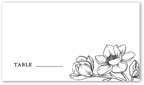 Marvelous Magnolia Wedding Place Card, White, Placecard, Matte, Signature Smooth Cardstock, White