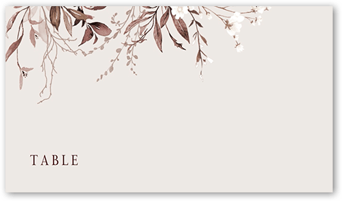 Floral Filigree Wedding Place Card, Beige, Placecard, Matte, Signature Smooth Cardstock, Antique White