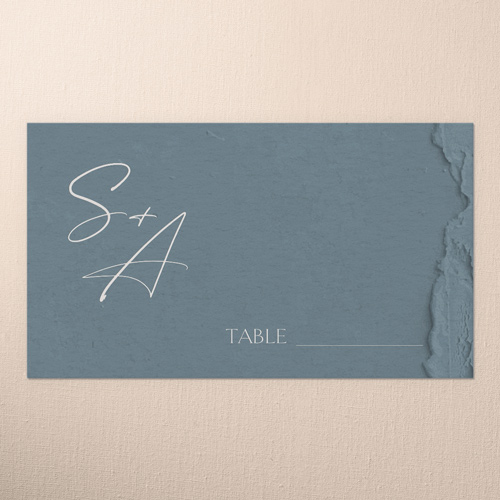 Torn Textures Wedding Place Card, Blue, Placecard, Matte, Signature Smooth Cardstock