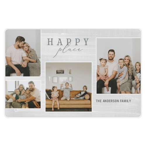 Contemporary Happy Place Collage Placemat, Gray